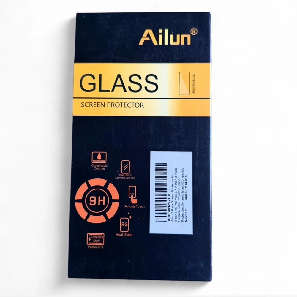 NWT Ailun iPhone 15 Pro Max Screen Protector 3-Pack + Lens Covers